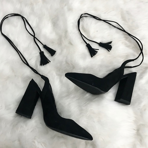 Guess Shoes - NWT Guess Brita Tasseled Ankle Tie Pumps in Black